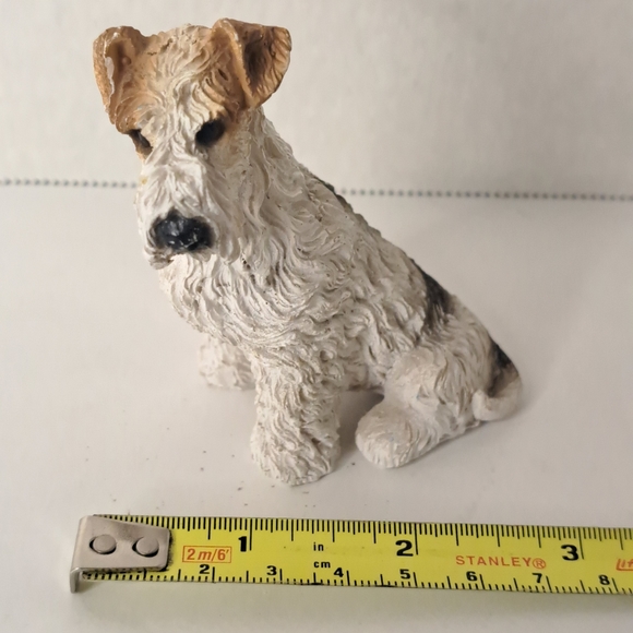 Vintage Wire Haired Fox Terrier / Jack Russell Figurine Brown Black White - Picture 2 of 5